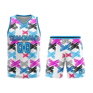 Uniforme de baloncesto azul claro personalizado con tu logotipo-nombre y número impresos