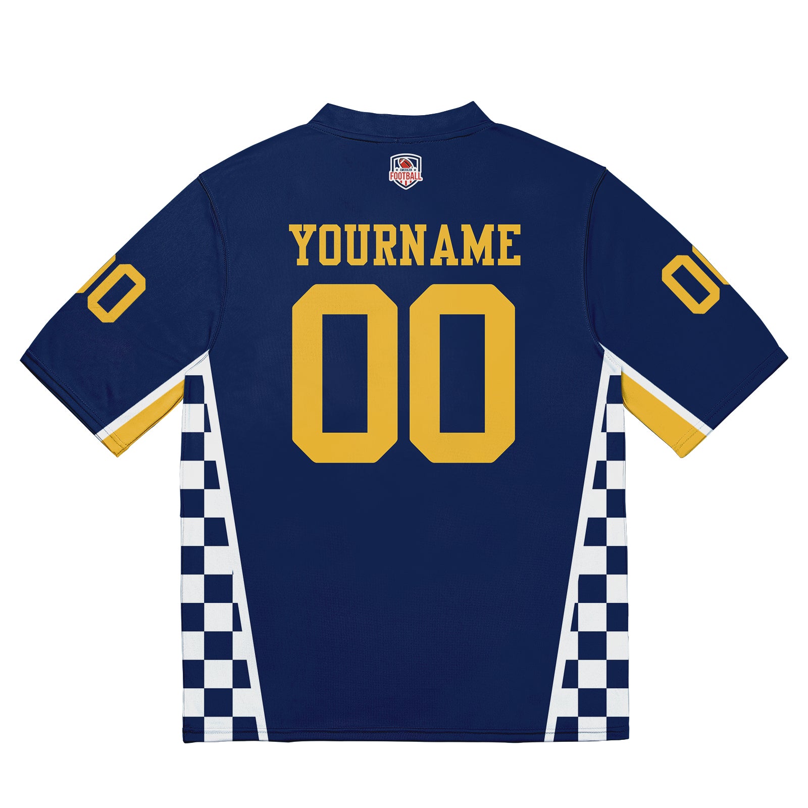 Camiseta de fútbol personalizada con nombre y número del equipo bordados-color azul marino y blanco