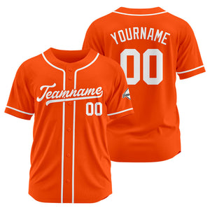 Camiseta de béisbol personalizada con diseño bordado & estilo hip hop & color naranja y blanco