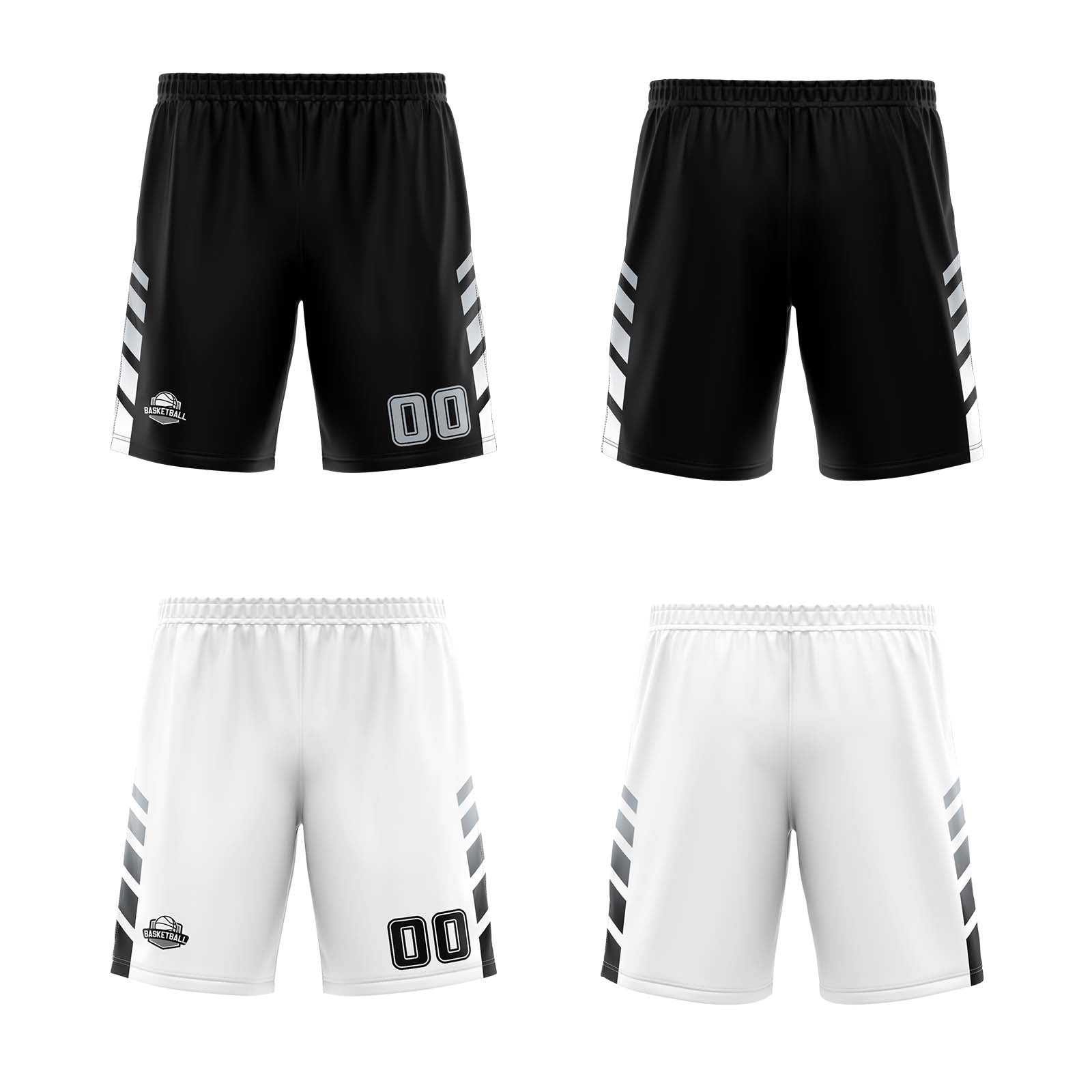 Traje de baloncesto reversible personalizado en negro-blanco y gris para adultos y niños