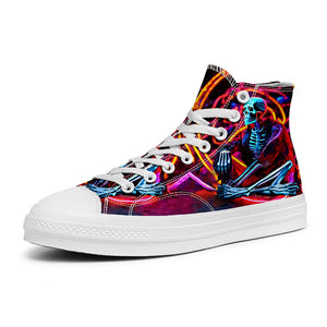 Resalta tu estilo con las zapatillas de lona de caña media Skeleton para hombre y mujer
