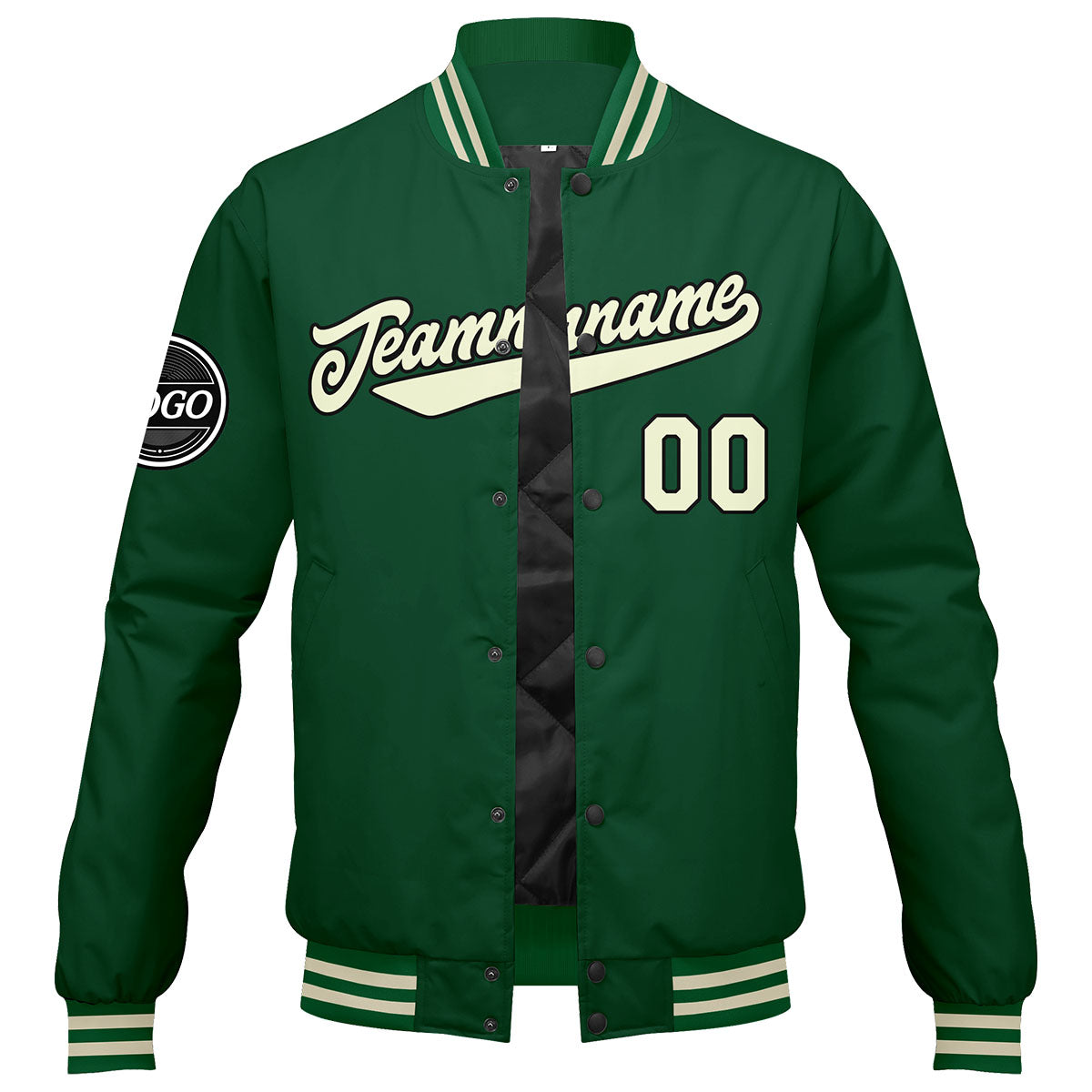 Chaqueta universitaria personalizada estilo Letterman para hombres-mujeres y jóvenes-color verde crema