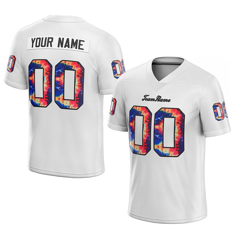 team customized authentic tie dye football jersey white mesh