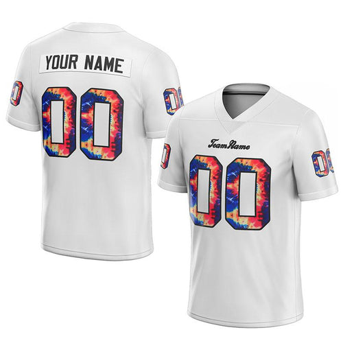 team customized authentic tie dye football jersey white mesh
