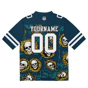 Camiseta de fútbol personalizada con nombre y número del equipo bordados a mano-color verde girasol/medianoche