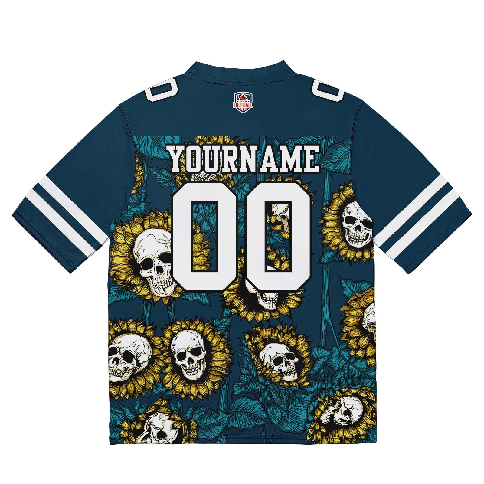 Camiseta de fútbol personalizada con nombre y número del equipo bordados a mano-color verde girasol/medianoche