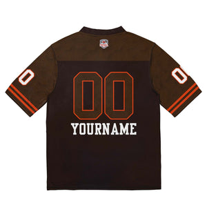 Camiseta de fútbol personalizada con nombre y número del equipo impresos y bordados-color marrón y naranja