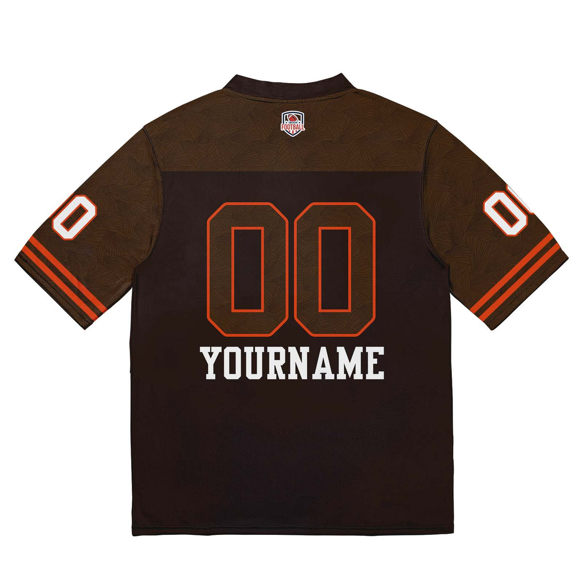 Camiseta de fútbol personalizada con nombre y número del equipo impresos y bordados-color marrón y naranja
