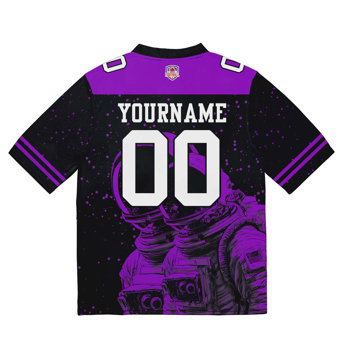 Camiseta de fútbol personalizada con nombre y número del equipo bordados-color negro y morado