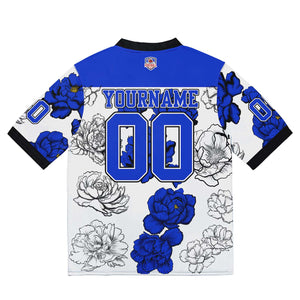 Camiseta de fútbol personalizada con nombre y número del equipo bordados-color blanco y azul marino