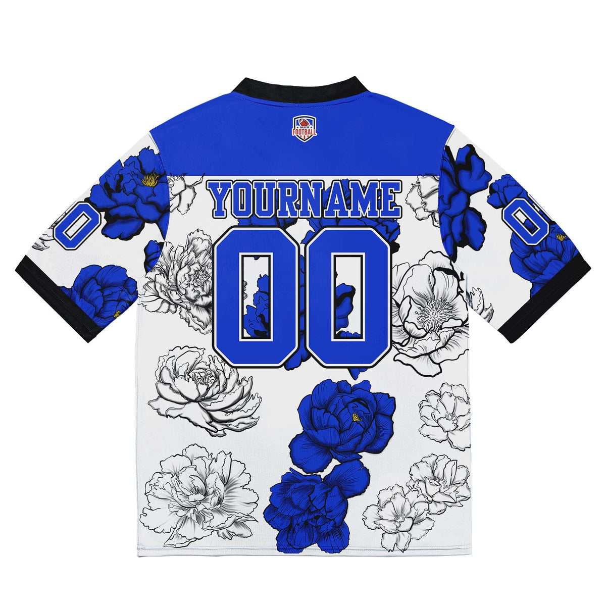 Camiseta de fútbol personalizada con nombre y número del equipo bordados-color blanco y azul marino