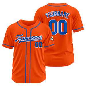 Camiseta de béisbol personalizada con diseño bordado & estilo hip hop & color naranja y azul rey