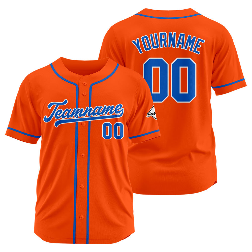 Camiseta de béisbol personalizada con diseño bordado & estilo hip hop & color naranja y azul rey