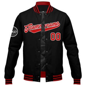 Chaqueta universitaria personalizada estilo Letterman para hombres-mujeres y jóvenes-color rojo y negro