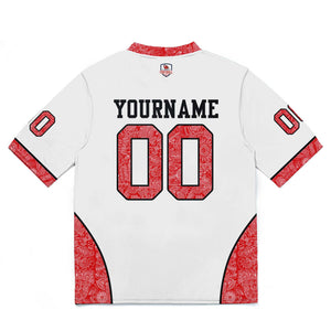 Camiseta de fútbol personalizada con nombre y número del equipo bordados-color blanco y rojo