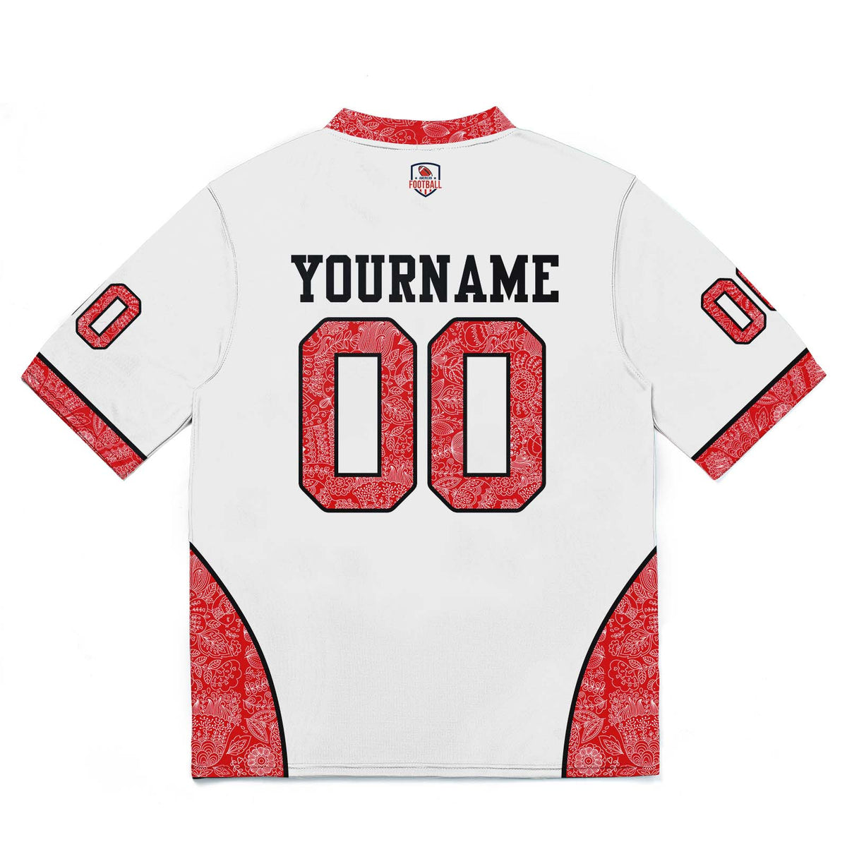 Camiseta de fútbol personalizada con nombre y número del equipo bordados-color blanco y rojo