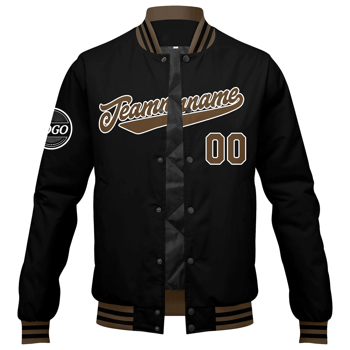 Chaqueta universitaria personalizada estilo Letterman para hombres-mujeres y jóvenes-color negro y marrón