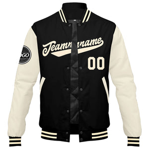Chaqueta universitaria personalizada estilo Letterman para hombres-mujeres y jóvenes-color negro y crema