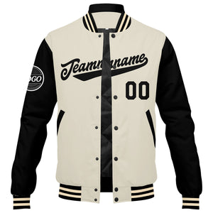 Chaqueta universitaria personalizada estilo Letterman para hombres-mujeres y jóvenes-color negro y crema