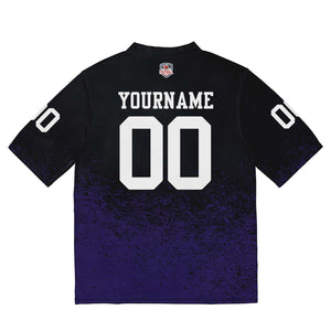 Camiseta de fútbol personalizada con nombre y número del equipo bordados-color negro y morado