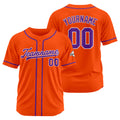 Camiseta de béisbol personalizada con diseño bordado & estilo hip hop & color naranja y morado