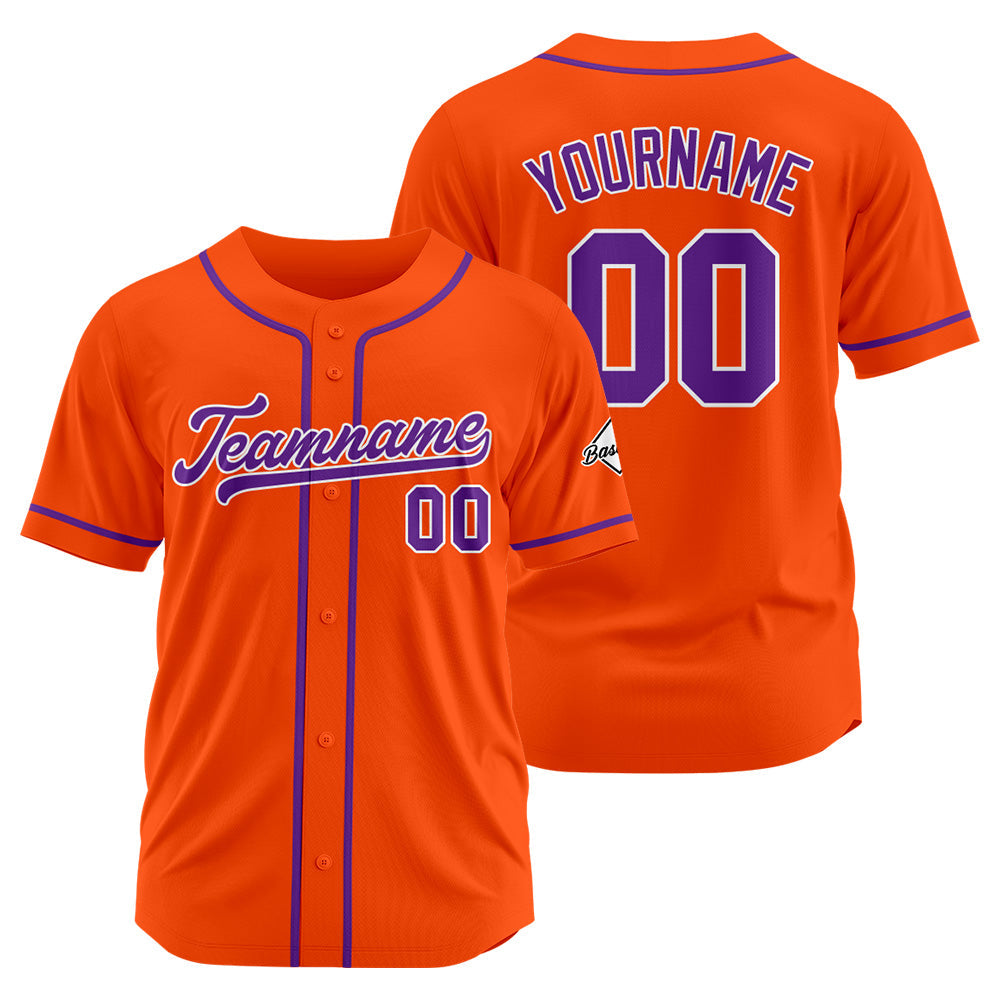 Camiseta de béisbol personalizada con diseño bordado & estilo hip hop & color naranja y morado