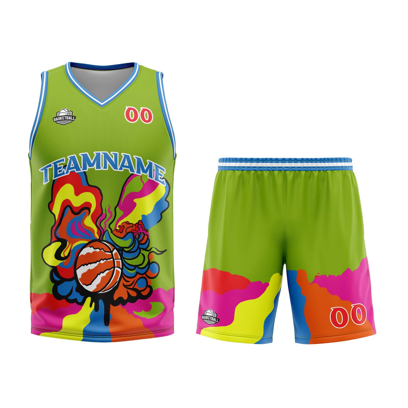 Uniforme de baloncesto verde personalizado con tu logotipo-nombre y número impresos