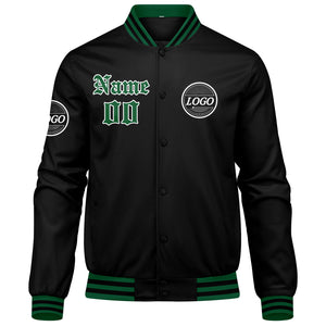 Chaqueta universitaria personalizada estilo Letterman para hombres-mujeres y color verde