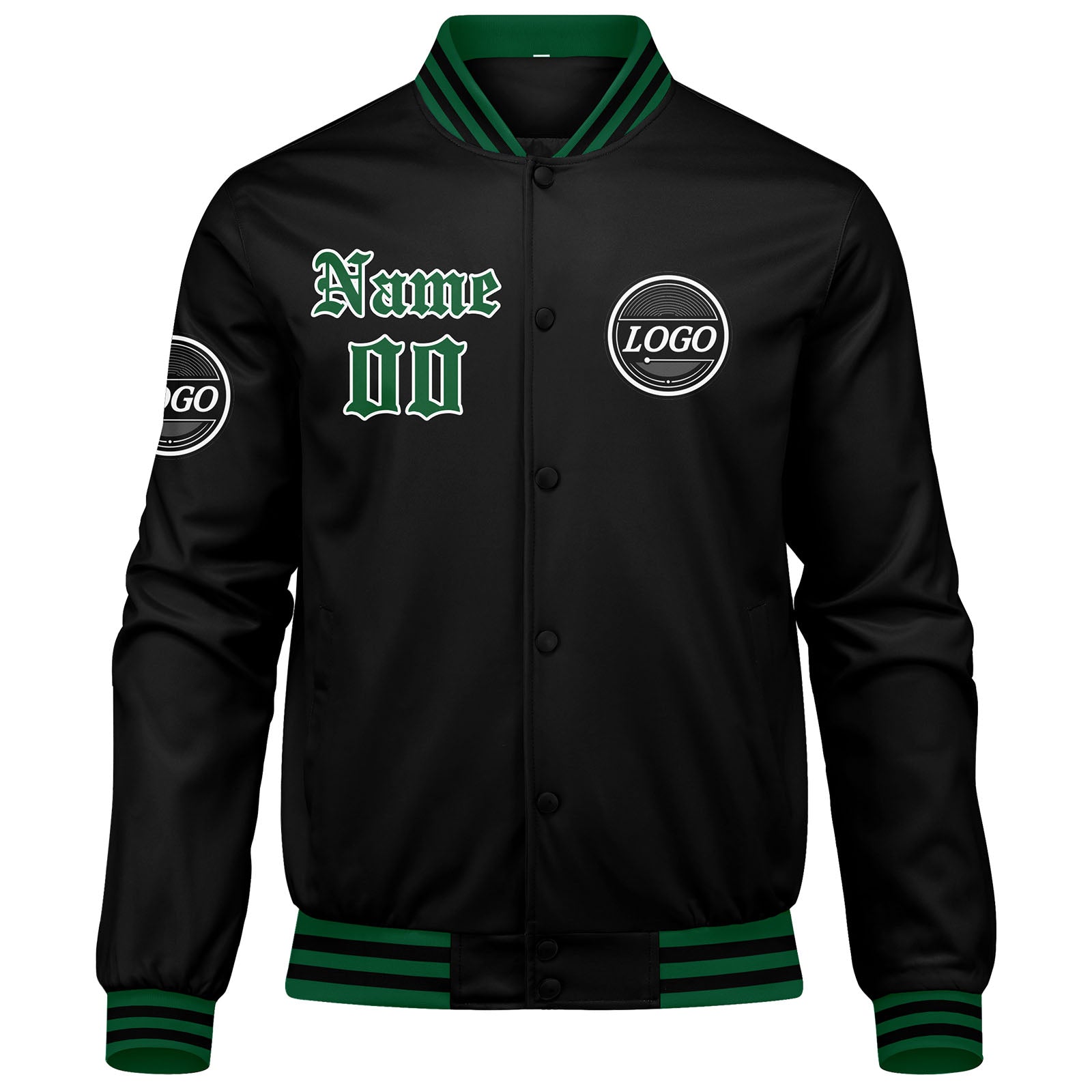 Chaqueta universitaria personalizada estilo Letterman para hombres-mujeres y color verde