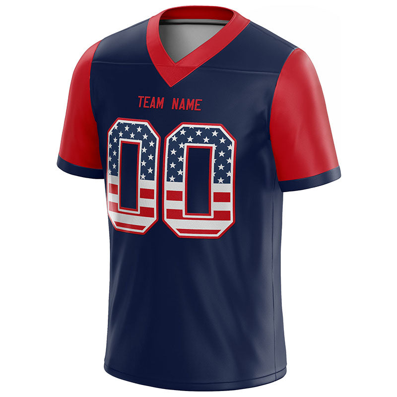 customized authentic football jersey white-red-navy mesh big size 7x