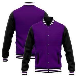 Chaqueta universitaria personalizada estilo Letterman para hombres-mujeres y jóvenes-color morado y negro