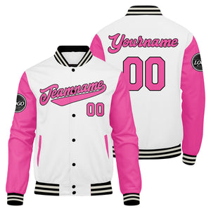 Chaqueta universitaria personalizada estilo Letterman para hombres-mujeres y jóvenes-color rosa