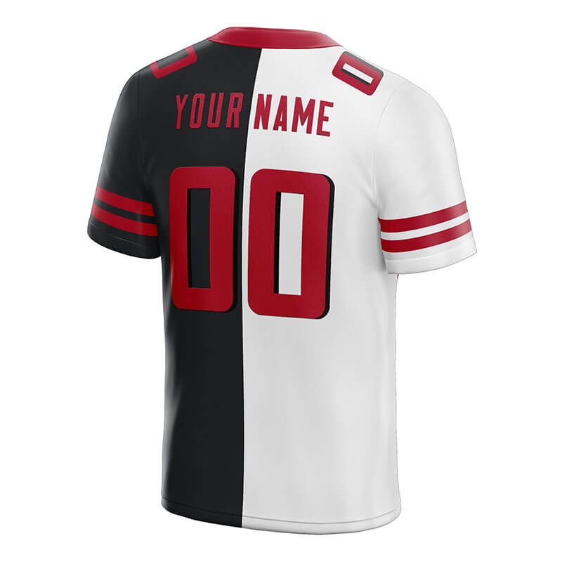 custom authentic split fashion football jersey red-black-white mesh