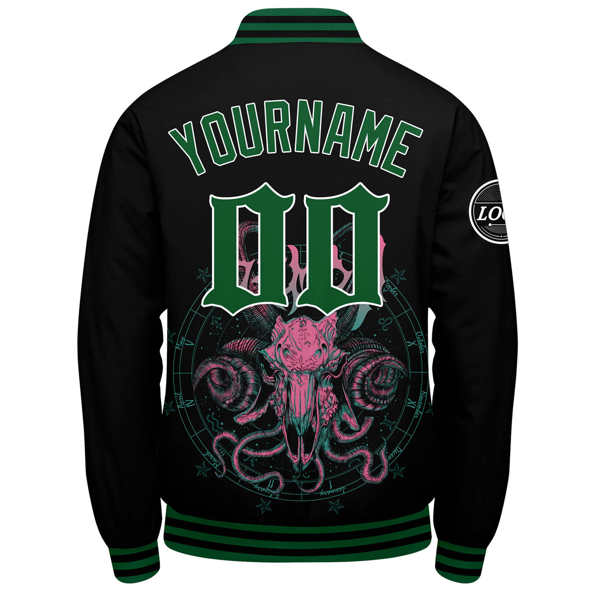Chaqueta universitaria personalizada estilo Letterman para hombres-mujeres y color verde