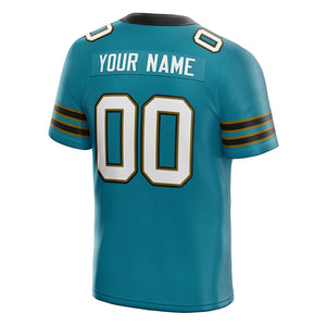 custom authentic football jersey teal-white-balck-gold mesh