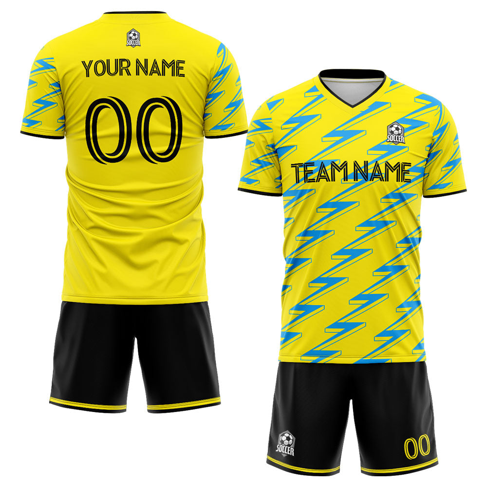custom soccer uniform jersey kids adults personalized set jersey shirt yellow