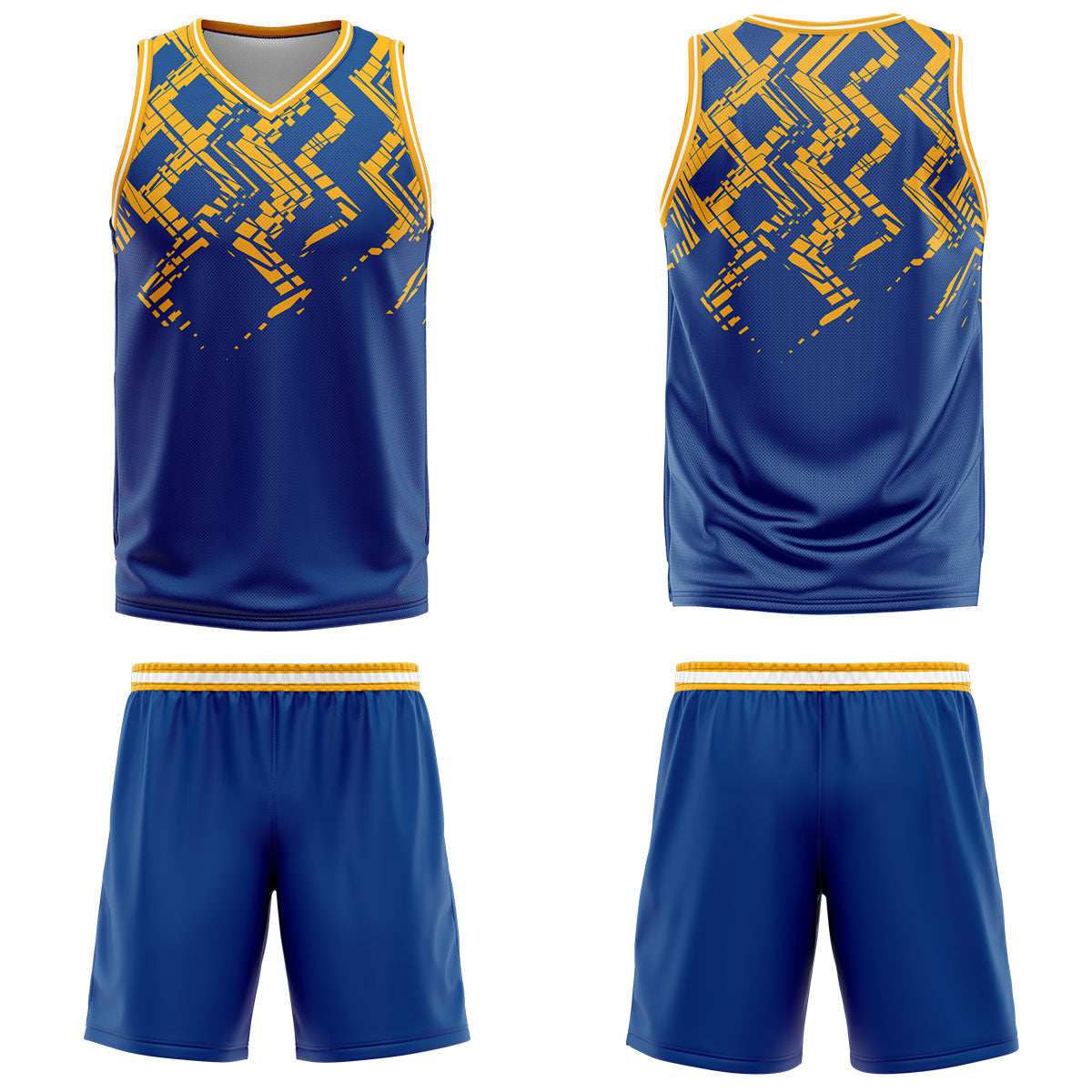 Uniforme de baloncesto personalizado azul y naranja con tu logotipo-nombre y número impresos