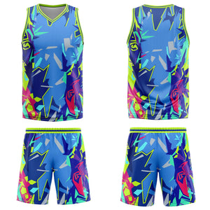Uniforme de baloncesto personalizado de color verde neón roto con tu logotipo-nombre y número impresos