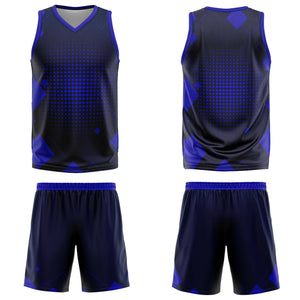 Uniforme de baloncesto Geometría Personalizada Royal con tu Logotipo-Nombre y Número Impreso