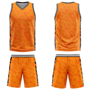 Uniforme de baloncesto personalizado color naranja roto con tu logotipo-nombre y número impresos