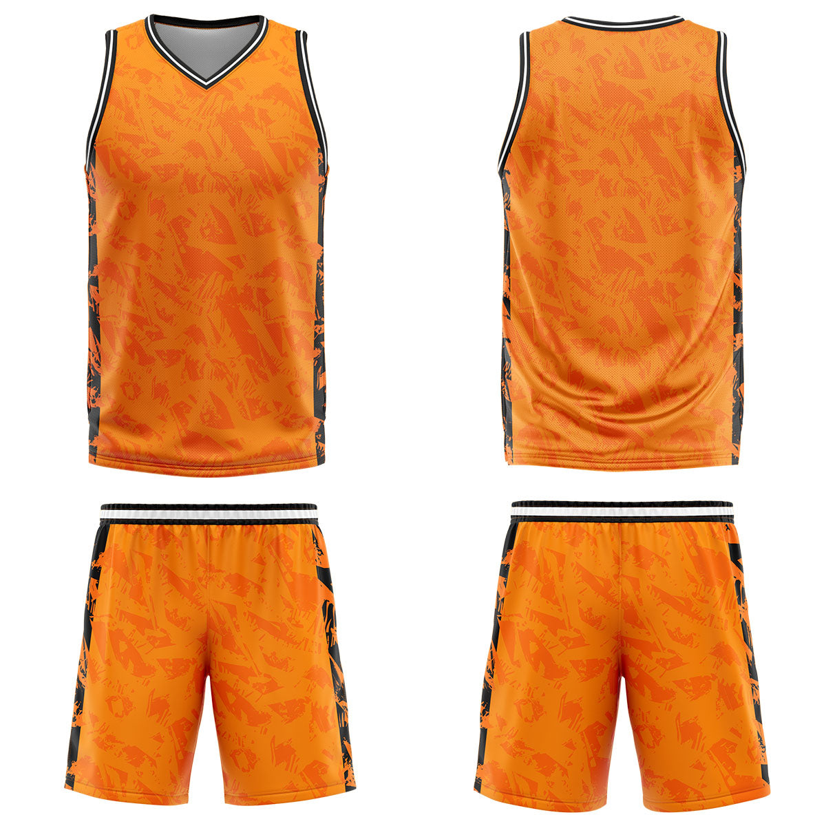 Uniforme de baloncesto personalizado color naranja roto con tu logotipo-nombre y número impresos