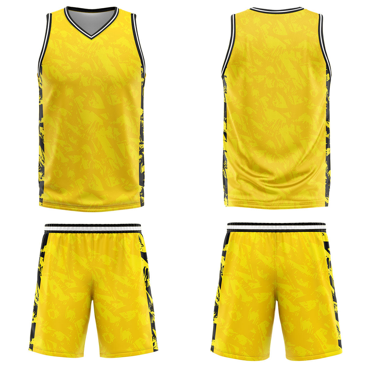 Uniforme de baloncesto personalizado amarillo roto con tu logotipo-nombre y número impresos