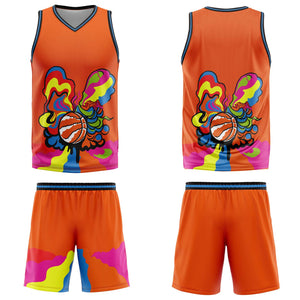 Uniforme de baloncesto naranja personalizado con tu logotipo-nombre y número impresos