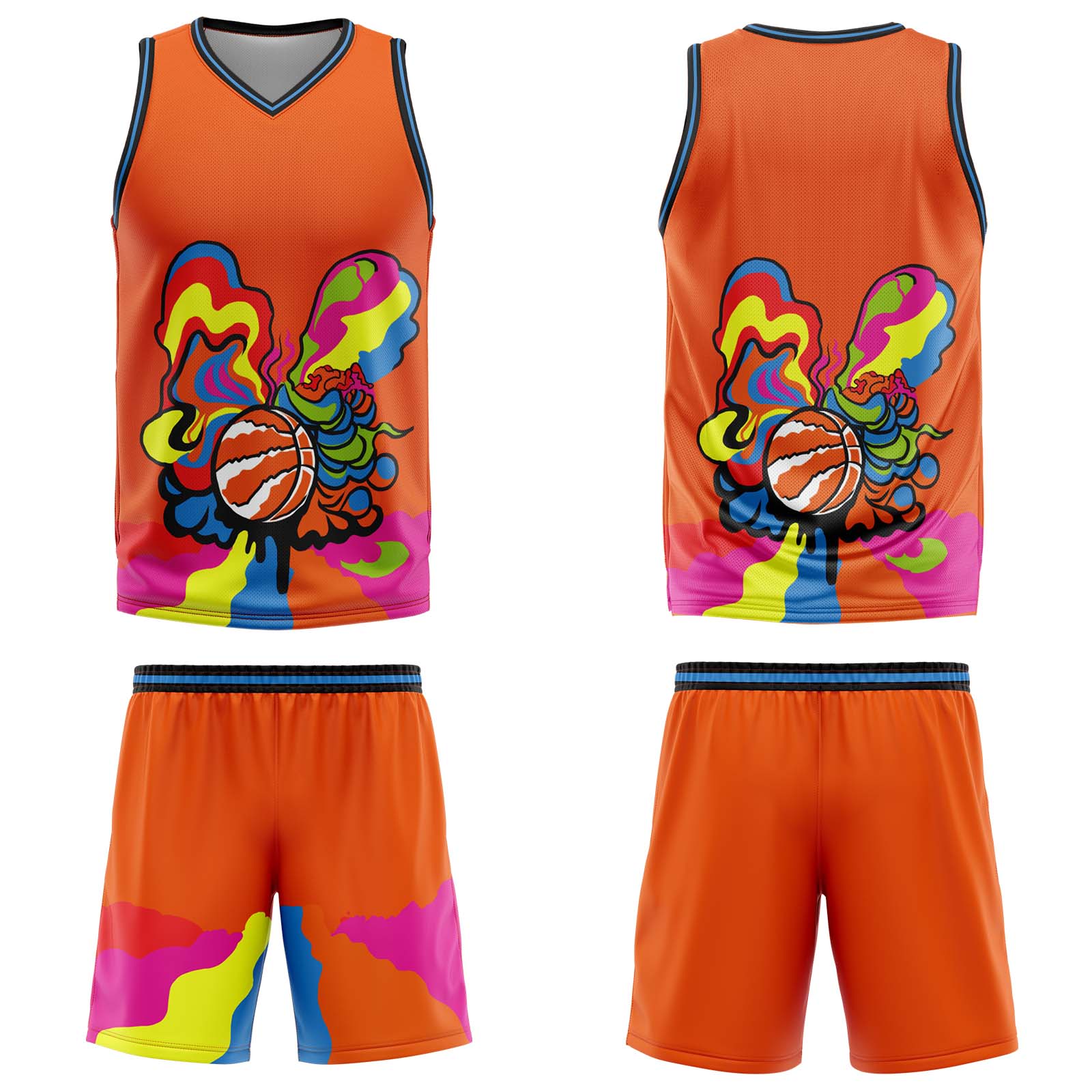 Uniforme de baloncesto naranja personalizado con tu logotipo-nombre y número impresos