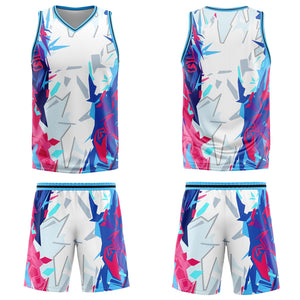 Uniforme de baloncesto personalizado en azul claro roto con tu logotipo-nombre y número impresos