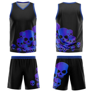 Uniforme de baloncesto azul fluido personalizado con tu logotipo-nombre y número impresos