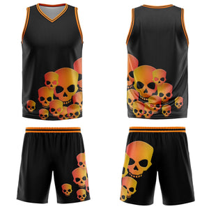 Uniforme de baloncesto personalizado color naranja fluido con tu logotipo-nombre y número impresos