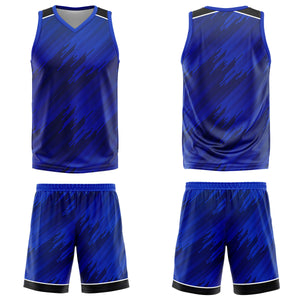 Uniforme de baloncesto azul marino personalizado con su logotipo-nombre y número impresos