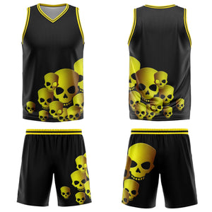 Uniforme de baloncesto personalizado color amarillo fluido con tu logotipo-nombre y número impresos
