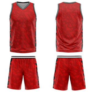 Uniforme de baloncesto personalizado de color rojo roto con tu logotipo-nombre y número impresos